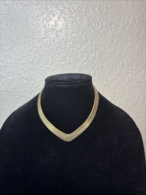 Layered V-Shape Gold Collar Necklace for Women.. vintage
